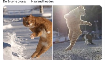 De Bruyne dan Haaland semalam tampil kompak. Foto: Twitter