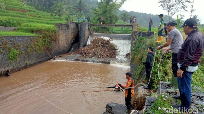 Lokasi ditemukannya pedagang Ciamis tewas di sungai