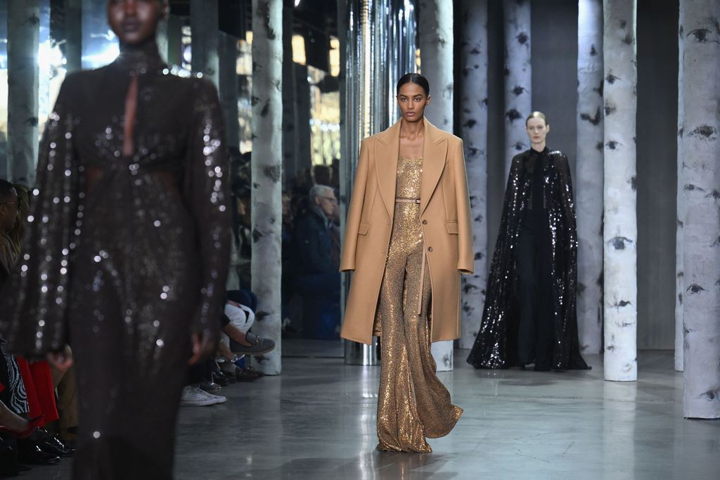 Models walk the runway during the Michael Kors Collection Fall/Winter 2023 Runway Show during New York Fashion Week on February 15, 2023 in New York City. (Photo by ANGELA WEISS / AFP) (Photo by ANGELA WEISS/AFP via Getty Images)