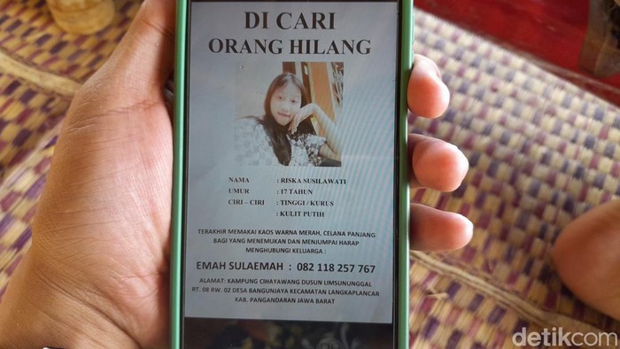 Riska Susilawati, warga Pangandaran, hilang sejak sepekan lalu.