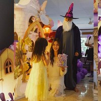 Sebuah unggahan memperlihatkan sesosok penyihir hadir di pesta tersebut. Adalah Hamish Daud sendiri yang menjadi sang penyihir. (Foto: Instagram/@raisa6690)