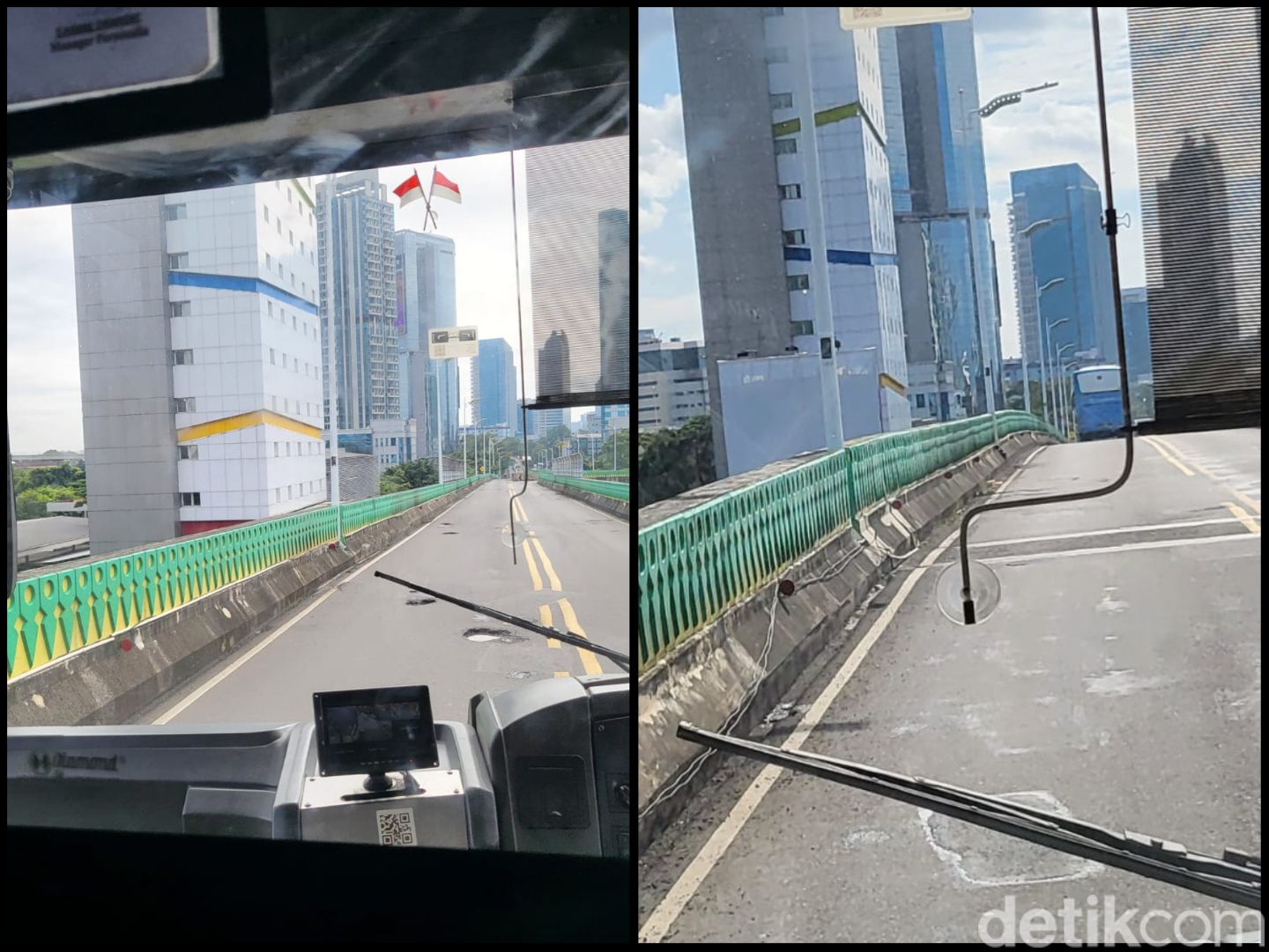 Aspal berlubang di busway layang Koridor 13 Transjakarta sudah ditambal, 20 Februari 2023. (Indah Mutiara Kami/detikcom)