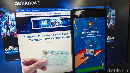 Ilustrasi apliasi Identitas Kependudukan Digital (IKD) yang dapat menjadi KTP digital (Jabbar Ramdhani/detikcom)