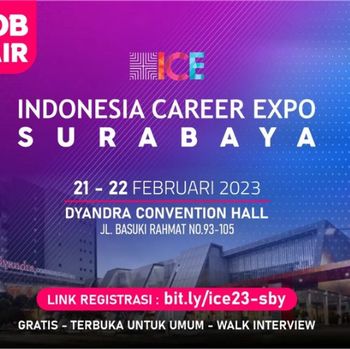 Indonesia Career Expo kembali digelar di Surabaya secara gratis dan terbuka untuk umum. Yang fresh graduate dan memiliki pengalaman dipersilakan melamar.