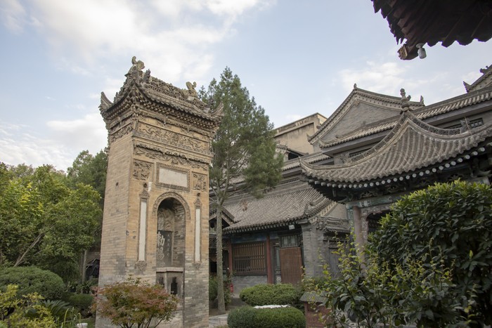 Architectural details of wooden pagoda of the Great Mosque in the Muslim neighborhood of Xi'an, China.