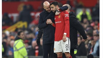 Jangan lupakana pula peran krusial Bruno Fernandes yang menawan di lini tengah MU. Foto: Twitter