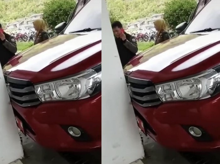 Mobil dinas Pemkot Padang Panjang dirusak. (Foto: Istimewa)