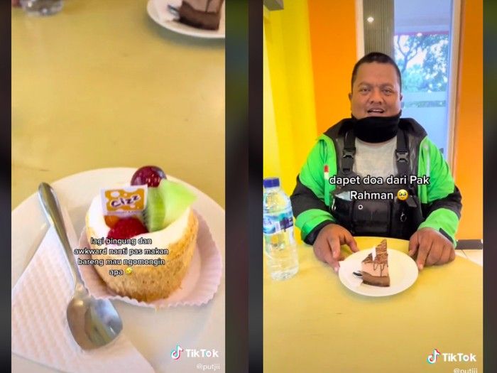 Momen driver ojol antar kue ulang tahun
