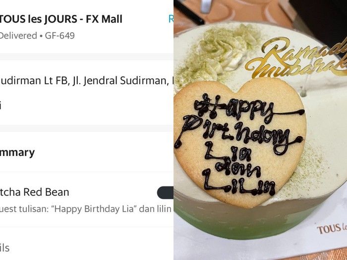 Momen driver ojol antar kue ulang tahun