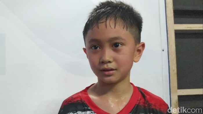 Rafael Jeremy Alvarino saat bertanding di BNI Sirnas 2023 di Batam.