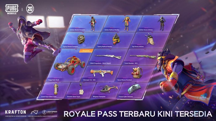 PUBG Mobile resmi meluncurkan Royale Pass (RP) terbarunya. Mengangkat tema Daring Dawn, RP M20 ini telah menyiapkan puluhan hadiah menarik.