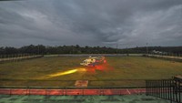 Helikopter AW189 milik Polri bersiap sebelum diberangkatkan untuk mengevakuasi korban kecelakaan heli yang ditumpangi Kapolda Jambi di Kerinci dari Stadion Merangin, Jambi, Selasa (21/2/2023).