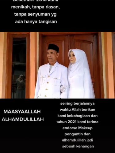 Foto Ana Amalia dan Emen Hidayat, pasangan beda usia 36 tahun viral di media sosial.