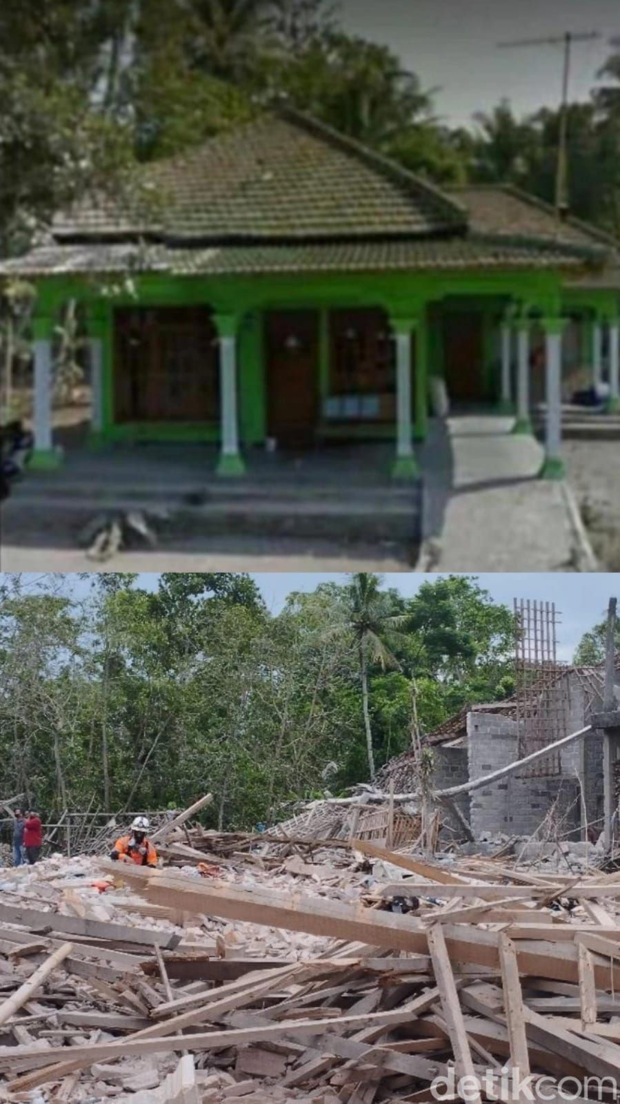 Foto sebelum dan sesudah rumah rusak akibat ledakan petasan di Blitar