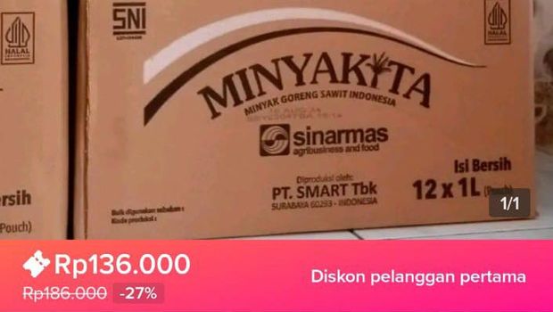 Kementerian Perdagangan (Kemendag) melarang keras penjualan minyak goreng kemasan merek pemerintah, Minyakita secara online. (Tangkapan Layar Toko Online)