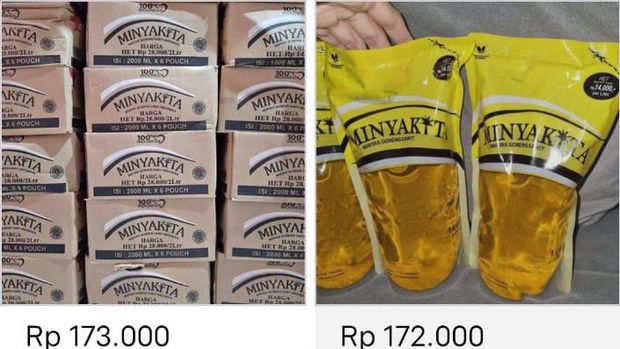 Kementerian Perdagangan (Kemendag) melarang keras penjualan minyak goreng kemasan merek pemerintah, Minyakita secara online. (Tangkapan Layar Toko Online)