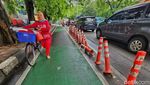 Duh! Stick Cone Pembatas Jalur Sepeda Ini Rusak