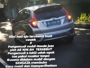 Pengendara Jazz di Ponorogo Viral Pamer Alat Kelamin