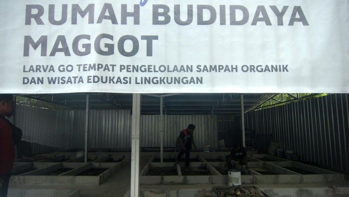 Pekerja memilih sampah untuk pakan maggot di Rumah budi daya maggot Desa Kebandingan, Kabupaten Tegal, Jawa Tengah, Rabu (22/2/2023). Budi daya maggot untuk pembuatan bahan baku pakan ternak yang berasal dari pengolahan sampah organik tersebut dalam satu hari mampu menghasilkan sekitar 50 kilogram maggot dari tiga hingga lima kuintal sampah organik dan maggot basah dijual Rp7 ribu per kilogram dan maggot kering Rp80 ribu per kilogram. ANTARA FOTO/Oky Lukmansyah/hp.