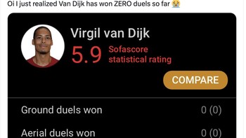 Pertahanan Liverpool semalam memang payah, termasuk Van Dijk yang tak mampu berbuat banyak. Foto: Twitter