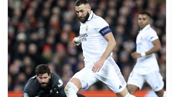 Benzema telah mencetak 6 gol ke gawang Liverpool di Liga Champions. Foto: Twitter