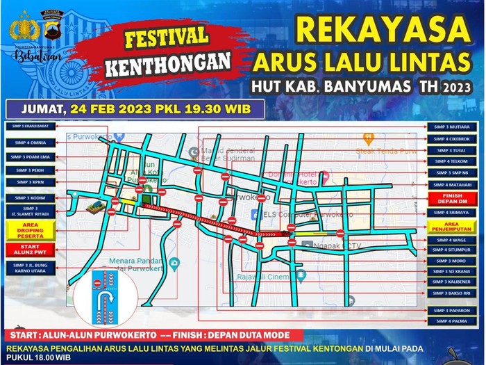 23 simpang di Purwokerto ditutup saat Festival Kenthongan Banyumas, Jumat (24/2/2023)