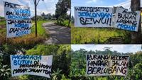 Protes Jalan Rusak Di Banyurejo Sleman, Warga Pasang Spanduk