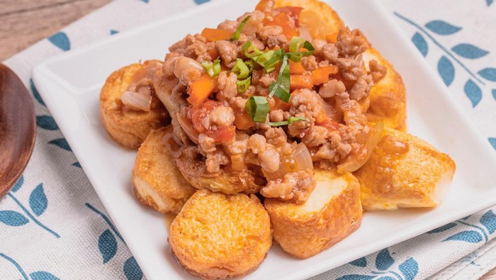 Resep Tofu Goreng Topping Ayam Cincang