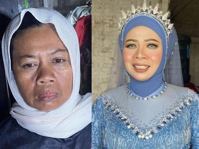Transformasi makeup pengantin yang berusia 48 tahun, hasil makeupnya bikin pangling.