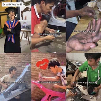 Beredar viral di media sosial wanita ini temani pacar yang kerja jadi mekanik, hingga lulus kuliah.