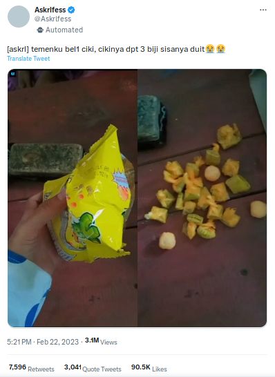 Ciki hadiah berisikan 18 bungkus uang.