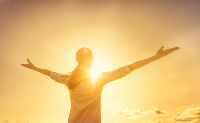 Woman feeling full of positive energy.