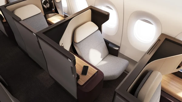 Qantas kini mengungkapkan prototipe kabin bisnis dan first class untuk 12 Airbus A350 yang akan melayani penerbangan langsung yang menghubungkan Australia dengan New York dan London. Qantas kini mengungkapkan prototipe kabin bisnis dan first class untuk 12 Airbus A350 yang akan melayani penerbangan langsung yang menghubungkan Australia dengan New York dan London.