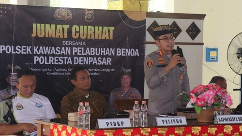 Agenda Jumat Curhat Polsek Kawasan Pelabuhan Benoa Polresta Denpasar di Gedung UMKM Terminal BCT Benoa, Jumat (24/2/2023).