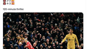 Sungguh seru pertandingan dua leg antara MU dan Barcelona. Foto: Twitter