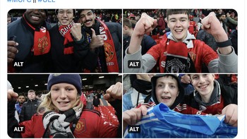 Tentu saja para fans MU riang gembira. Foto: Twitter