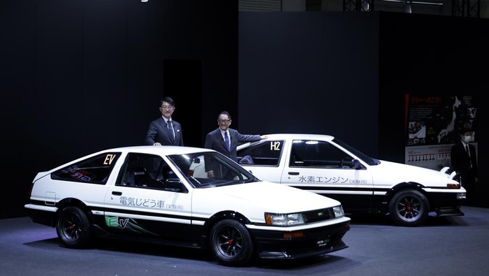A Toyota Motor Corp. AE86 BEV concept vehicle on display at the Tokyo Auto Salon in Chiba, Japan, on Saturday, Jan. 14, 2023. The annual event at Makuhari Messe convention center runs through Jan. 15. Photographer: Kiyoshi Ota/Bloomberg via Getty Images
