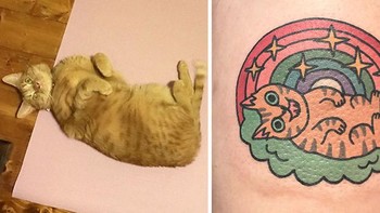 Tatonya tidak gahar seperti tato pada umumnya, namun hasil buatannya terlihat lebih menggemaskan seperti kucing ini. Foto: (Bored Panda).