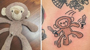 Kebanyakan tato yang dibuat Jiran mengandalkan garis hitam dan balutan warna-warna imut. Foto: (Bored Panda).