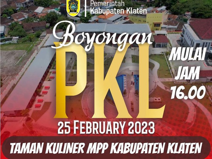Leaflet acara boyongan PKL ke taman kuliner MPP.