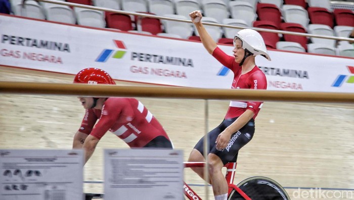 Denmark sukses memenangi final nomor team pursuit putra UCI Track Nation Cup 2023 di Jakarta International Velodrome, Rawamangun, Jakarta Timur.