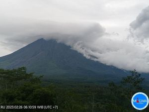 Penampakan Gunung Semeru Usai Muntahkan Awan Panas Guguran