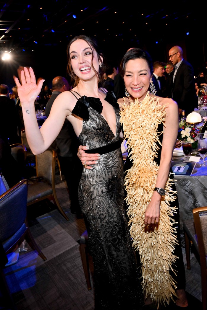 Ana de Armas and Michelle Yeoh at the 29th Annual Screen Actors Guild Awards held at the Fairmont Century Plaza on February 26, 2023 in Los Angeles, California. (Photo by Michael Buckner/Variety via Getty Images)