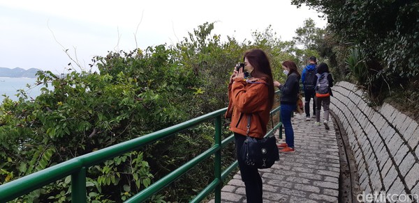 Jalur treking dibuat sepanjang 2 km, traveler bisa melihat laut dan berkeliling pulau sambil treking. (bonauli/detikcom)