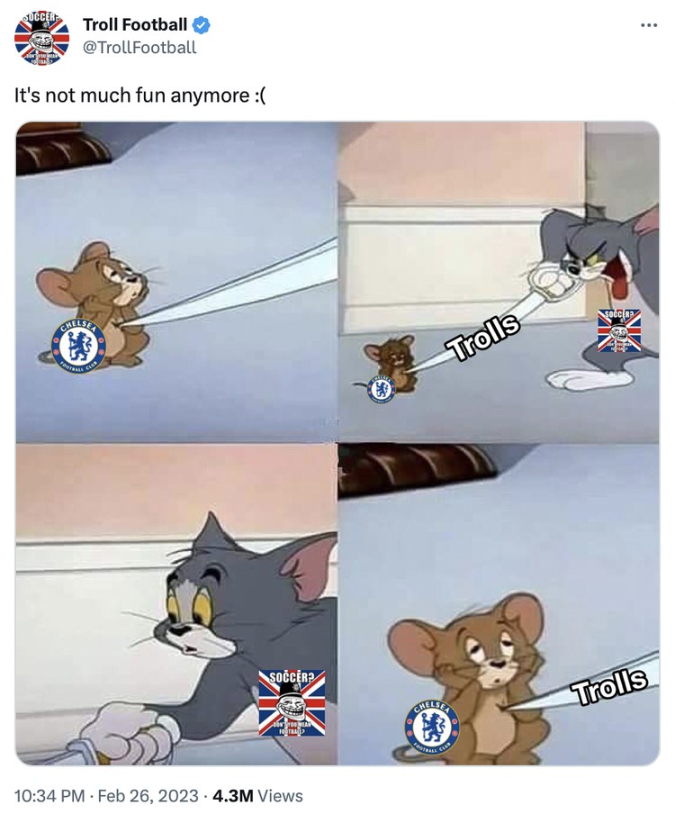 Meme Chelsea sulit raih kemenangan.