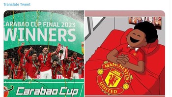 Keberhasilan MU mengalahkan Newcastle di final Carabao Cup bikin senang fans Setan Merah. Foto: Twitter