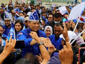 Potret Meriah Penyambutan AHY di Kota Palu