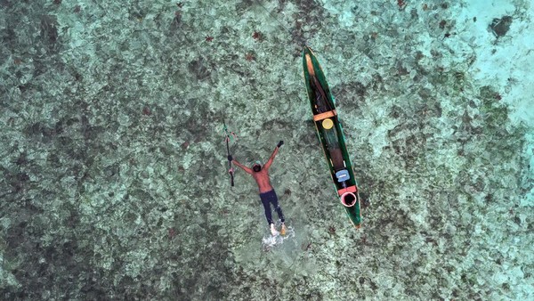 Ayooo, ujar Taha berteriak lantang. Dengan bertelanjang dada sambil mengangkat senjatanya Taha meluncur dengan sampan kecilnya, mengarungi perairan pesisir Pulau Wangi-Wangi Kabupaten Wakatobi menuju ke arah tubir laut. Ayooo, ujar Taha berteriak lantang. Dengan bertelanjang dada sambil mengangkat senjatanya Taha meluncur dengan sampan kecilnya, mengarungi perairan pesisir Pulau Wangi-Wangi Kabupaten Wakatobi menuju ke arah tubir laut.
