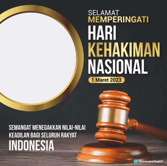 Twibbon Hari Kehakiman Nasional 2023 bisa saat digunakan pada 1 Maret. Hari Kehakiman Nasional menjadi pengingat agar hukum di Indonesia semakin tegak dan adil.