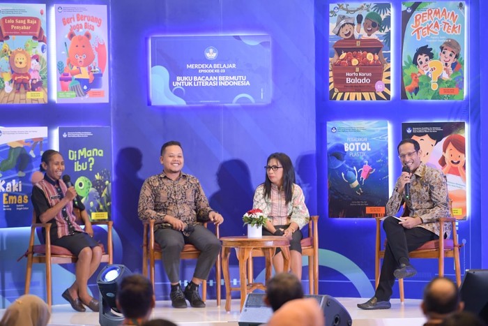 Kementerian Pendidikan, Kebudayaan, Riset, dan Teknologi (Kemendikbudristek) meluncurkan Merdeka Belajar Episode 23: Buku Bacaan Bermutu untuk Literasi Indonesia di Kantor Kemendikbudristek, Jakarta, Senin (27/2).